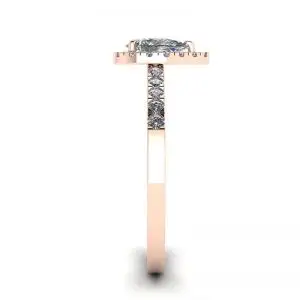 18K 玫瑰金光环钻石梨形戒指 - 照片 2