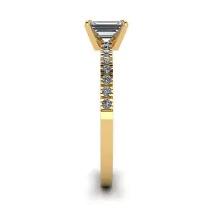 18K 黄金戒指镶祖母绿切割钻石 - 照片 2