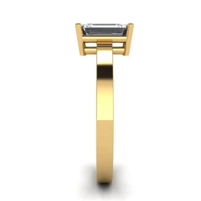 18K 金矩形钻石戒指 - 照片 2