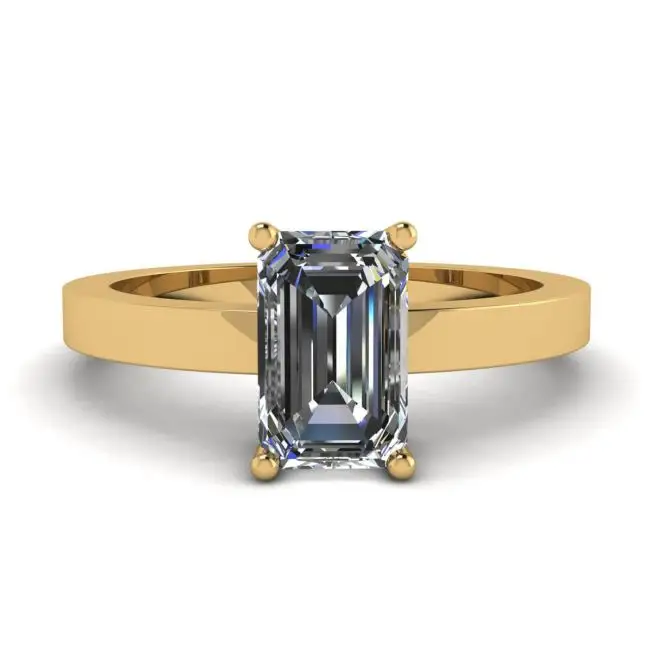 18K 金矩形钻石戒指