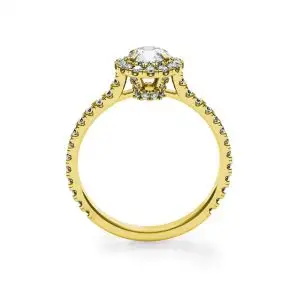 18K 金光环圆形钻石戒指 - 照片 3