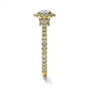 18K 金光环圆形钻石戒指 - 照片 2