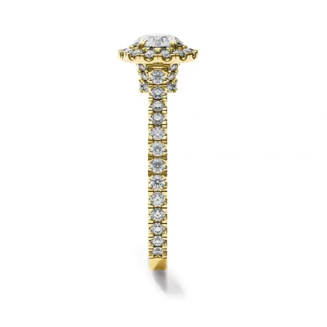 18K 金光环圆形钻石戒指 - 照片 2
