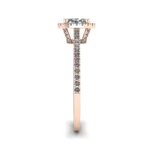 18K 玫瑰金光环钻石椭圆形切割戒指 - 照片 2