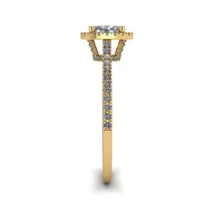 18K 金光环钻石椭圆形切割戒指 - 照片 2