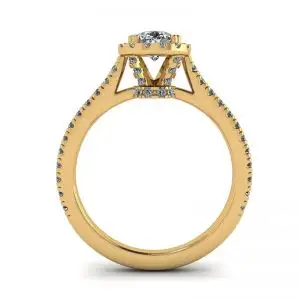 18K 金光环钻石梨形切割戒指 - 照片 1