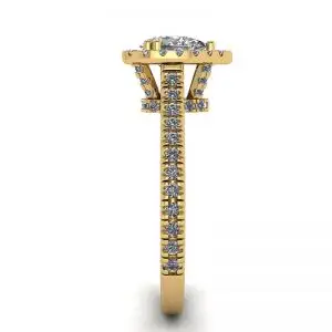 18K 金光环钻石梨形切割戒指 - 照片 2