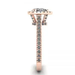 18K 玫瑰金光环钻石梨形切割戒指 - 照片 2