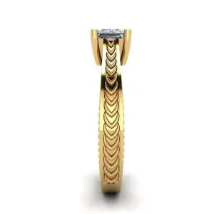 东方风格公主方形切割钻石戒指 18K 黄金 - 照片 2