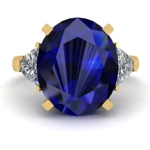 蓝宝石黄金三石戒指