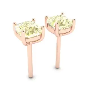 18K 玫瑰金垫形黄钻耳钉 - 照片 2