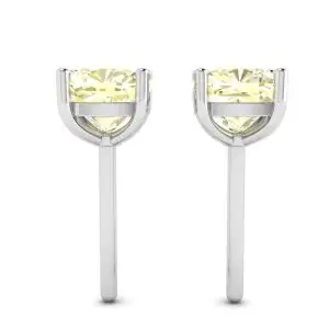 18K 白金垫形黄钻耳钉 - 照片 1
