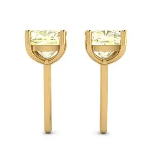 18K 金垫形黄钻耳钉 - 照片 1