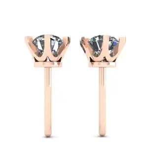 18K 玫瑰金经典钻石耳钉 - 照片 1