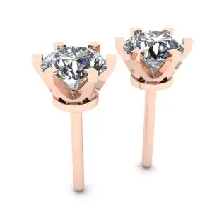 18K 玫瑰金经典钻石耳钉 - 照片 2