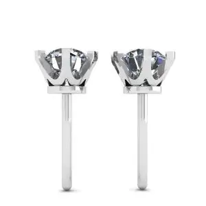 18K 白金经典钻石耳钉 - 照片 1