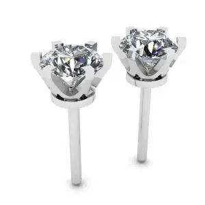 18K 白金经典钻石耳钉 - 照片 2
