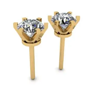 18K 金经典钻石耳钉 - 照片 2