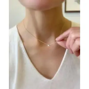 经典单石钻石细链项链 - 照片 2