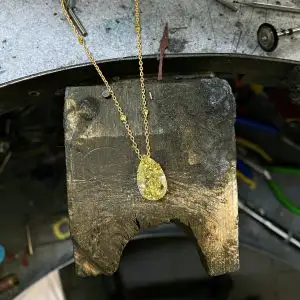 梨形彩黄钻石链项链白金 - 照片 2