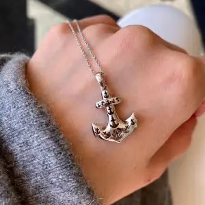 18K 白金锚蓝宝石吊坠 - 照片 5