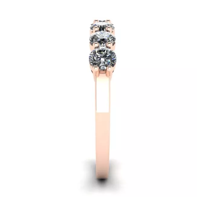 18K 玫瑰金永恒七石钻石戒指 - 照片 2