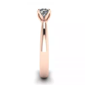 18K 玫瑰金圆形钻石花瓣镶嵌戒指 - 照片 2