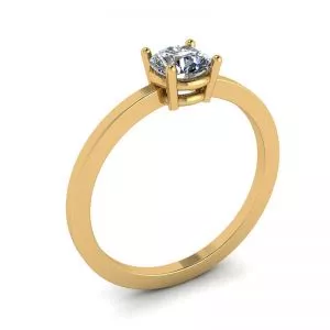 圆形钻石单石简约 18K 黄金戒指 - 照片 3