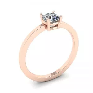 圆形钻石单石简约 18K 玫瑰金戒指 - 照片 3