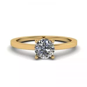 圆形钻石单石简约 18K 黄金戒指
