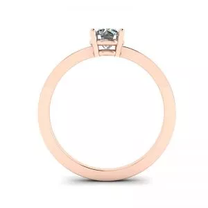 圆形钻石单石简约 18K 玫瑰金戒指 - 照片 1