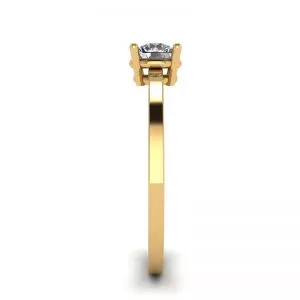 圆形钻石单石简约 18K 黄金戒指 - 照片 2