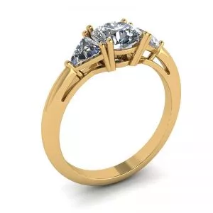 18K 金三钻戒指 - 照片 3