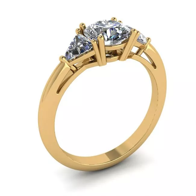 18K 金三钻戒指 - 照片 3