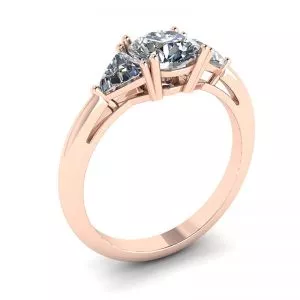 18K 玫瑰金三钻戒指 - 照片 3