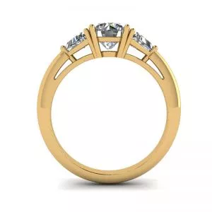 18K 金三钻戒指 - 照片 1