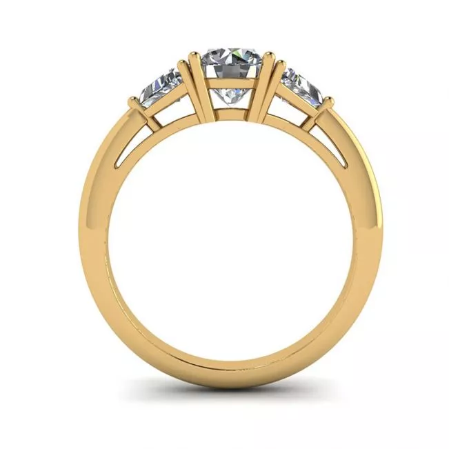 18K 金三钻戒指 - 照片 1