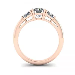 18K 玫瑰金三钻戒指 - 照片 1