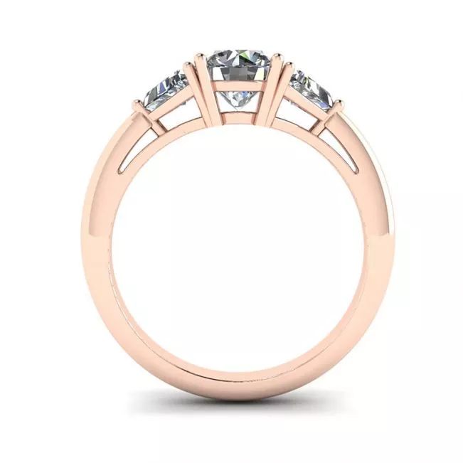 18K 玫瑰金三钻戒指 - 照片 1