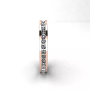 槽镶永恒钻石戒指玫瑰金 - 照片 1