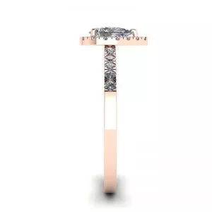 18K 玫瑰金光环钻石梨形戒指 - 照片 2
