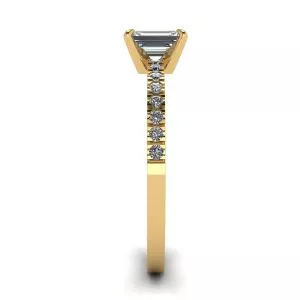 18K 黄金戒指镶祖母绿切割钻石 - 照片 2