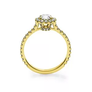 18K 金光环圆形钻石戒指 - 照片 3