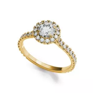 18K 金光环圆形钻石戒指 - 照片 1