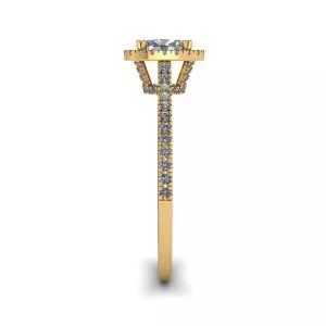 18K 金光环钻石椭圆形切割戒指 - 照片 2