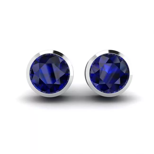 经典蓝色蓝宝石白金耳钉